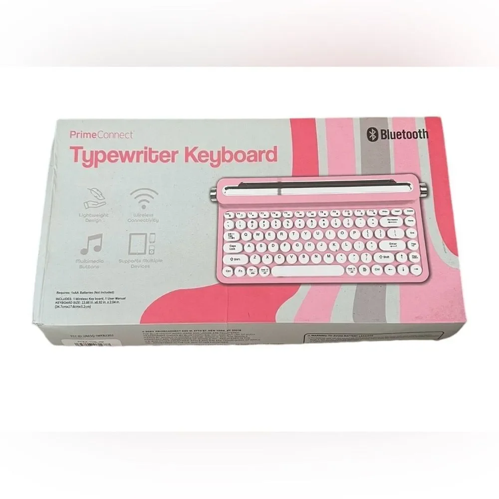 PrimeConnect Bluetooth Pink Typewriter Keyboard NEW
